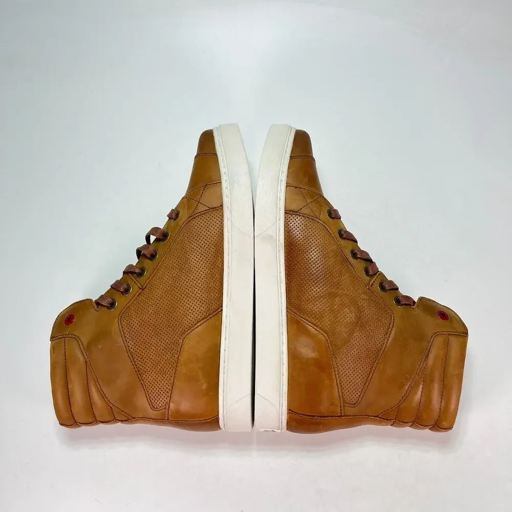 Indian Motorcycle Brown Tan Leather Boyd High Top Sneakers 2860665 Mens Size 12
